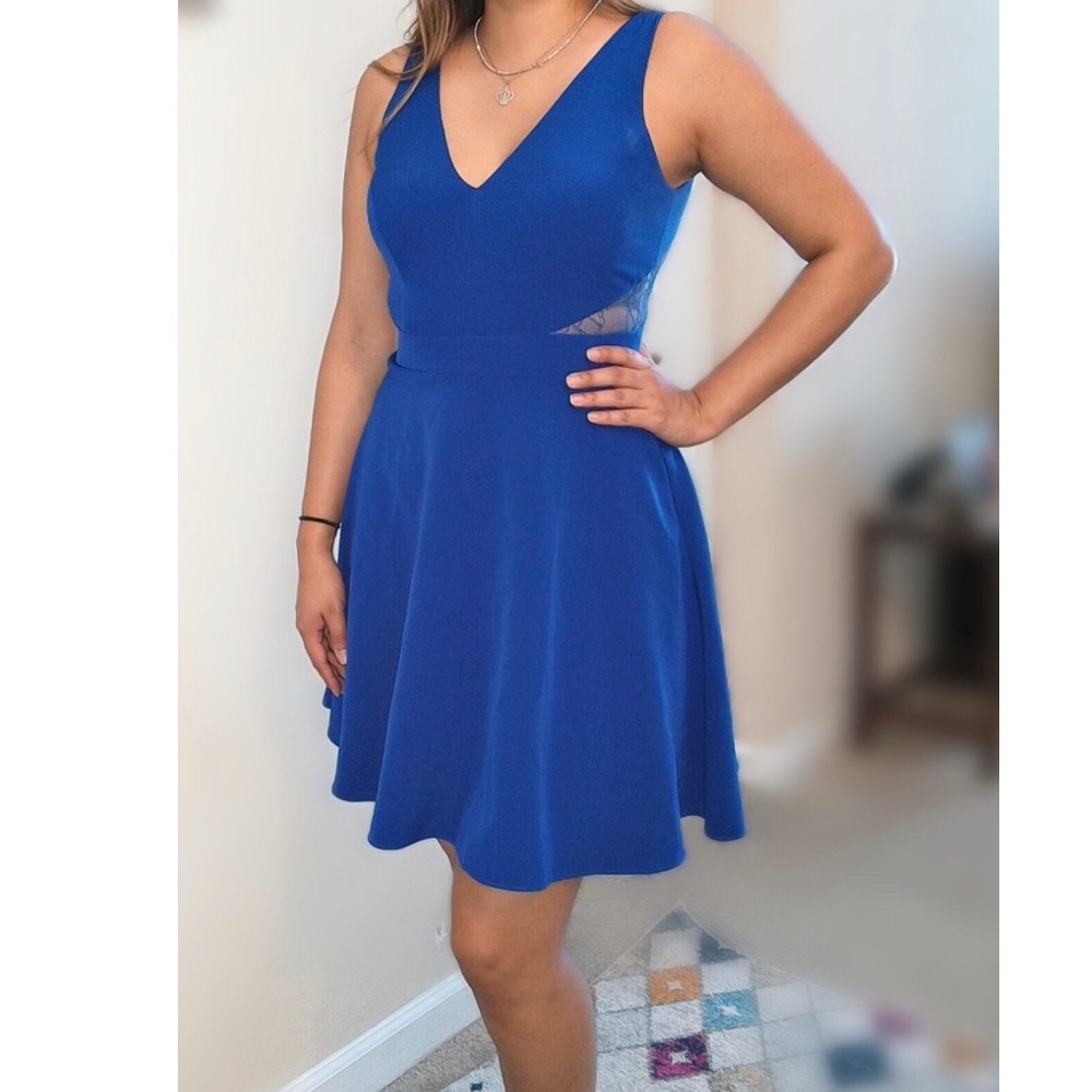 Blue fit and flare dress